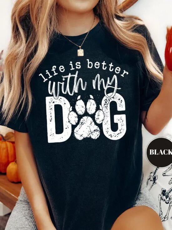 Tops - Graphic Dog Shirt, Paw Tee, Cute Dog Lover Gift